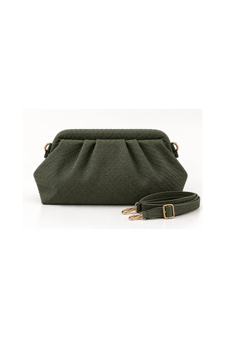 Örgü Dokulu Süet Clutch Çanta