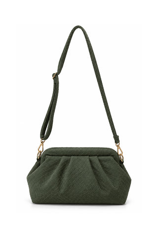Örgü Dokulu Süet Clutch Çanta