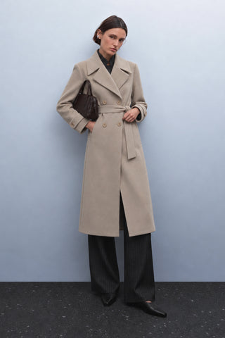 Noa Kruvaze Yaka Yün Kaban