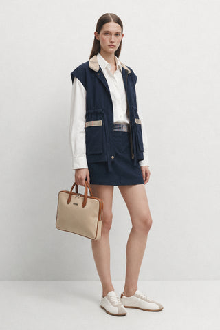 Ekose Detaylı Oversize Yelek