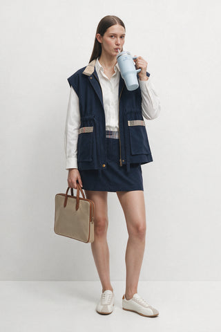 Ekose Detaylı Oversize Yelek