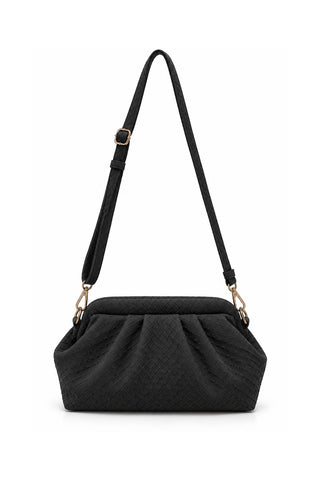 Örgü Dokulu Süet Clutch Çanta
