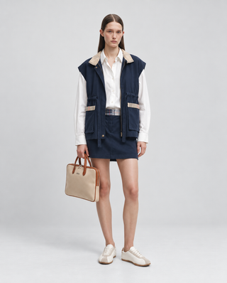 Ekose Detaylı Oversize Yelek