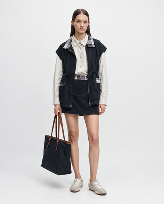 Ekose Detaylı Oversize Yelek