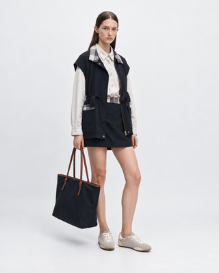 Ekose Detaylı Oversize Yelek