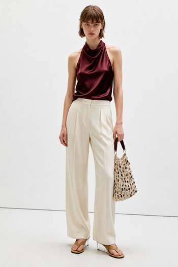 Halter Yaka Saten Bluz