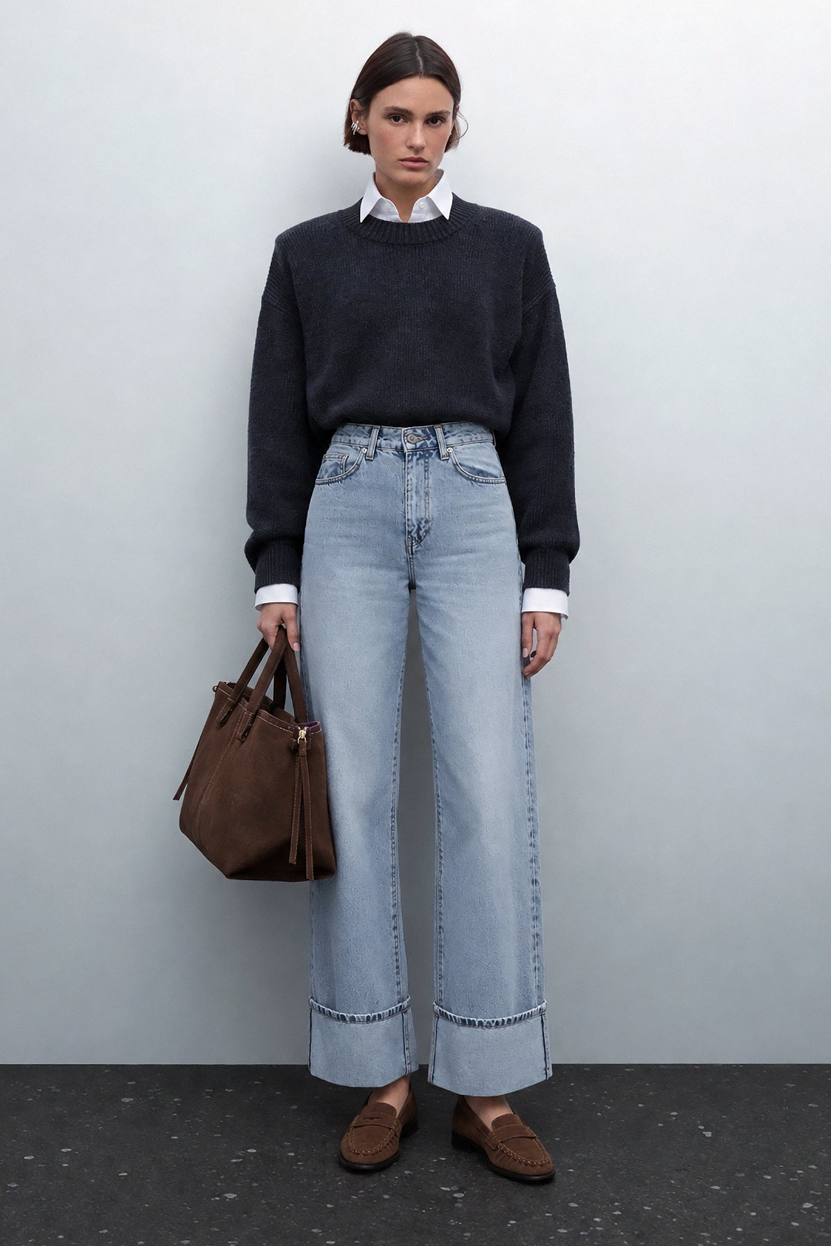 Mathilda Katlı Paça Wide Leg Jean