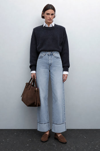 Mathilda Katlı Paça Wide Leg Jean