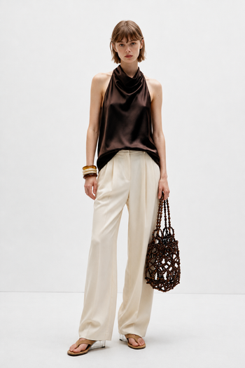 Halter Yaka Saten Bluz