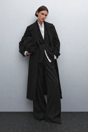 Noa Kruvaze Yaka Yün Kaban