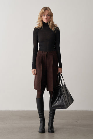 Boğazlı Kaşmir Dokulu Triko Bluz