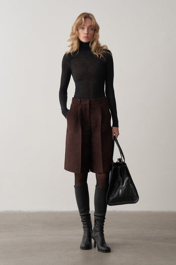 Boğazlı Kaşmir Dokulu Triko Bluz