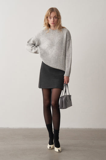 Yün Karışımlı Örme Oversize Kazak