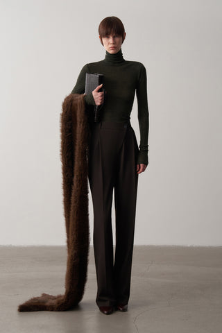 Boğazlı Kaşmir Dokulu Triko Bluz