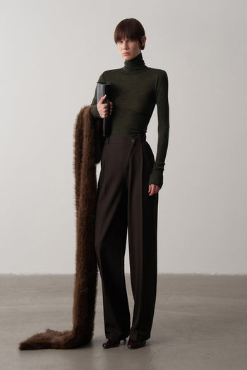 Boğazlı Kaşmir Dokulu Triko Bluz