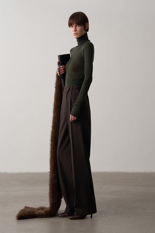 Boğazlı Kaşmir Dokulu Triko Bluz