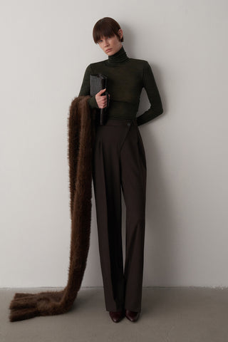 Boğazlı Kaşmir Dokulu Triko Bluz