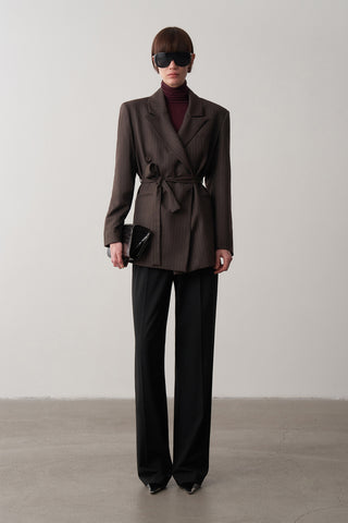 Boğazlı Kaşmir Dokulu Triko Bluz