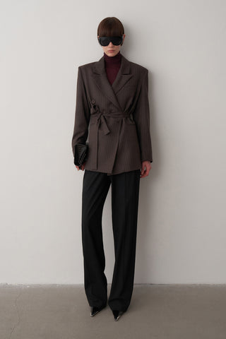 Boğazlı Kaşmir Dokulu Triko Bluz