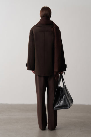 Kruvaze Yaka Kısa Kaşe Kaban