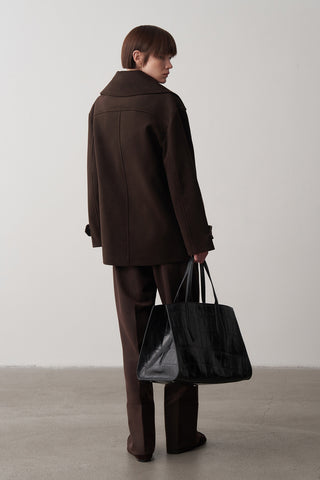 Kruvaze Yaka Kısa Kaşe Kaban