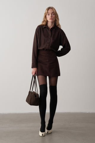 Süet Bomber Ceket Etek Takım