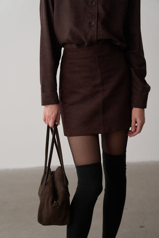 Süet Bomber Ceket Etek Takım