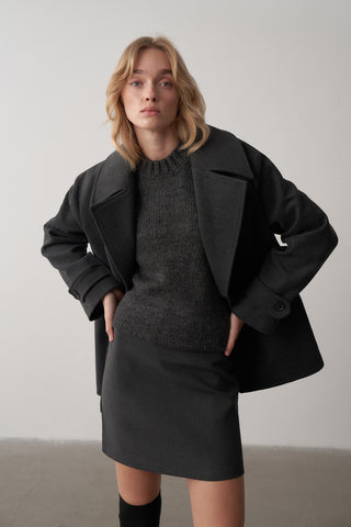 Yün Karışımlı Örme Oversize Kazak