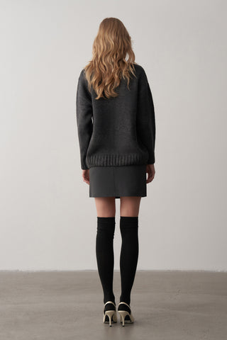 Yün Karışımlı Örme Oversize Kazak