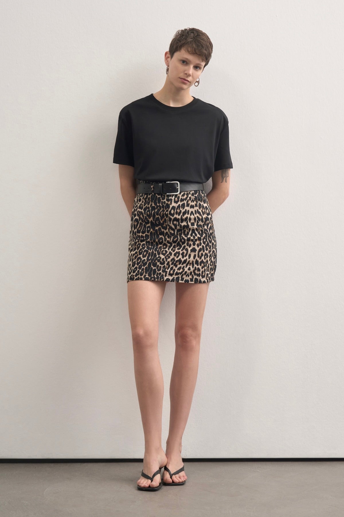 Leopar Desenli Mini Etek