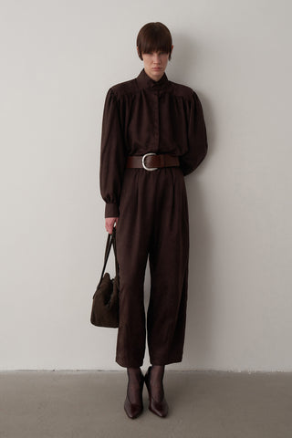 Süet Balon Kol Gömlek Pantolon Takım