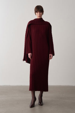 Saç Örgü Atkılı Triko Elbise