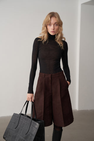 Süet Oversize Ceket ve Şort Takım