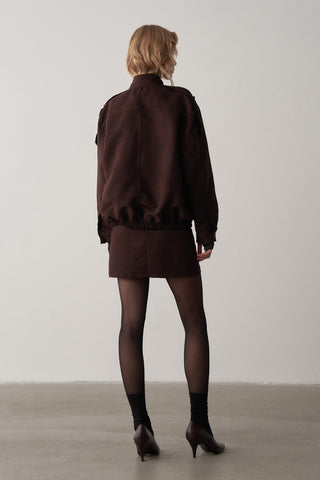 Süet Bomber Ceket Etek Takım