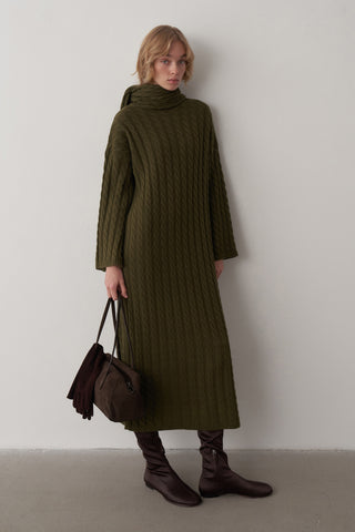 Saç Örgü Atkılı Triko Elbise