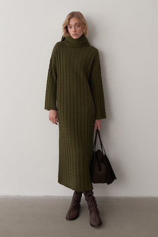 Saç Örgü Atkılı Triko Elbise