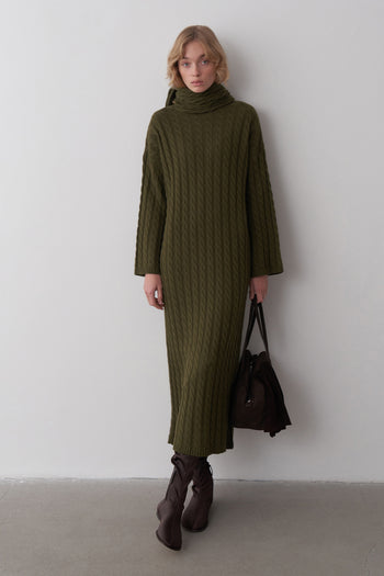 Saç Örgü Atkılı Triko Elbise