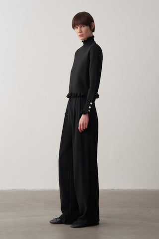 Dik Yaka Kol Detaylı Triko Kazak