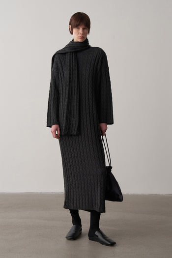 Saç Örgü Atkılı Triko Elbise