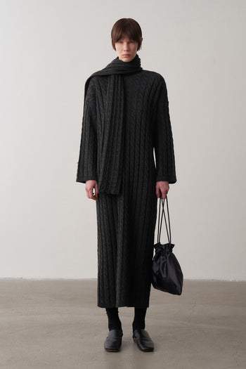 Saç Örgü Atkılı Triko Elbise