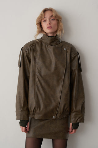 Deri Bomber Ceket Etek Takım