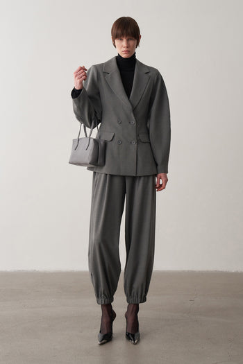 Nora Balon Kol Kruvaze Ceket Pantolon Takım