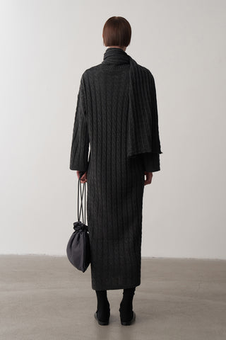 Saç Örgü Atkılı Triko Elbise