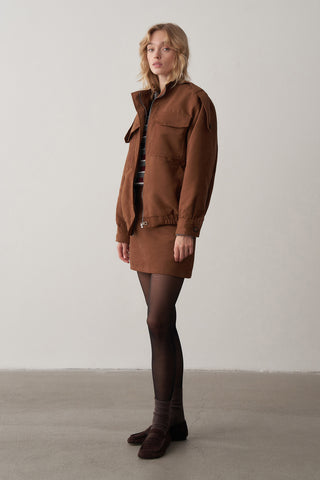 Süet Bomber Ceket Etek Takım