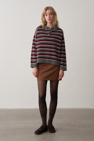 Polo Yaka Çizgili Kazak