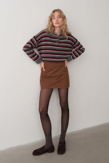 Polo Yaka Çizgili Kazak