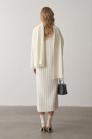 Saç Örgü Atkılı Triko Elbise