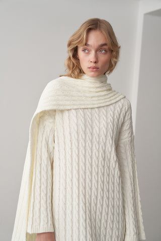 Saç Örgü Atkılı Triko Elbise