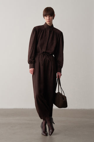 Süet Balon Kol Gömlek Pantolon Takım