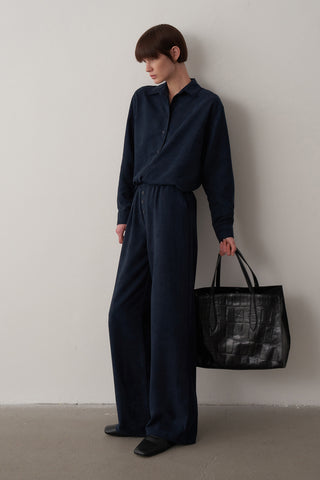 Süet Gömlek Palazzo Pantolon Takım